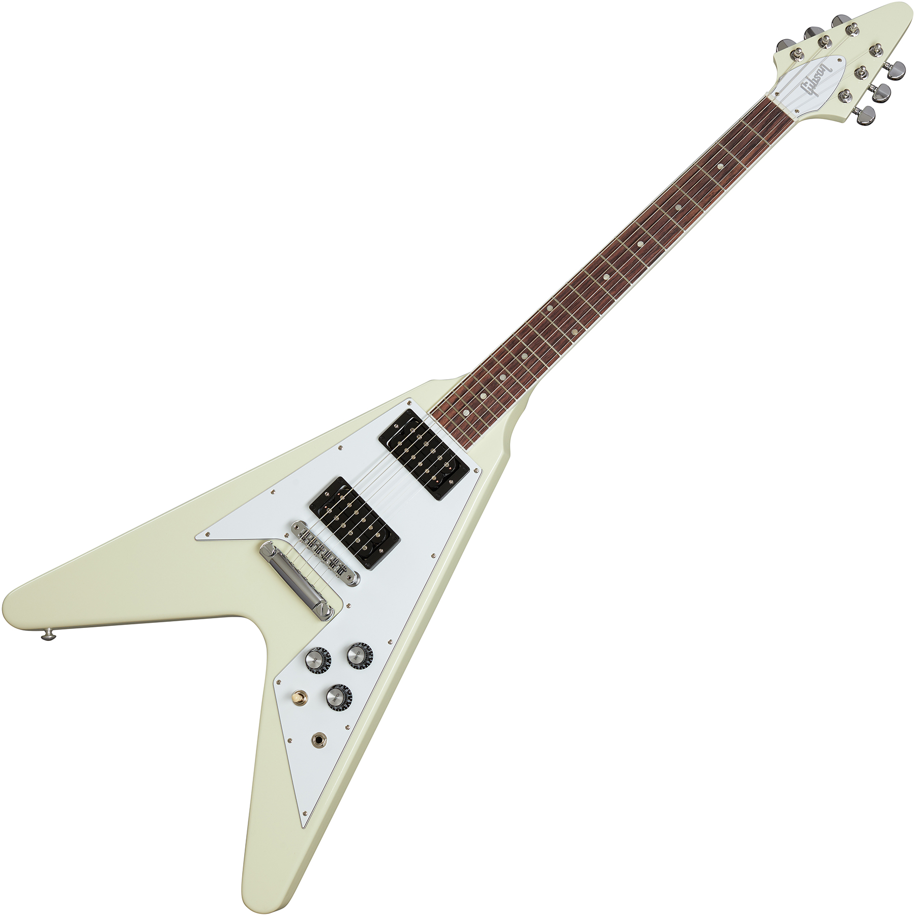 Guitare électrique classique blanche d'occasion Gibson Flying v '67  réédition